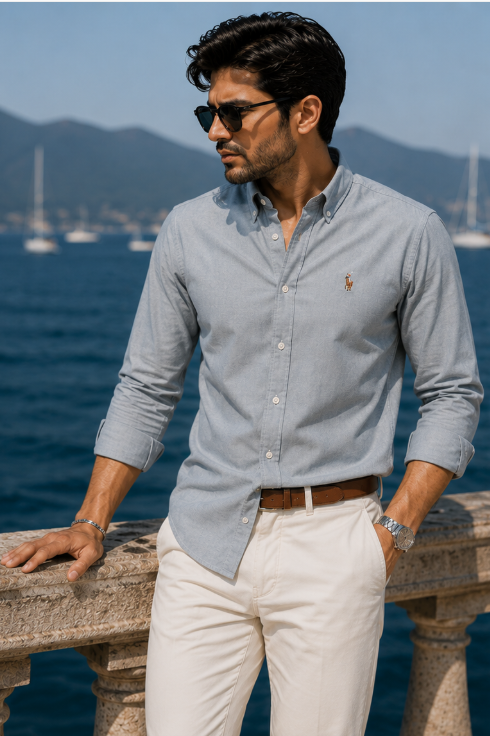 Premium Steel Blue Oxford Shirt